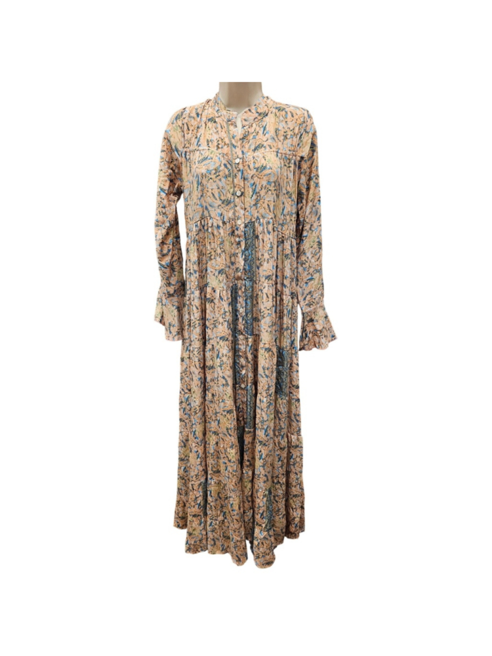 NWT Karma Highway Multicolor Paisley Boho button up Maxi Dress OS milk maid - Picture 2 of 9